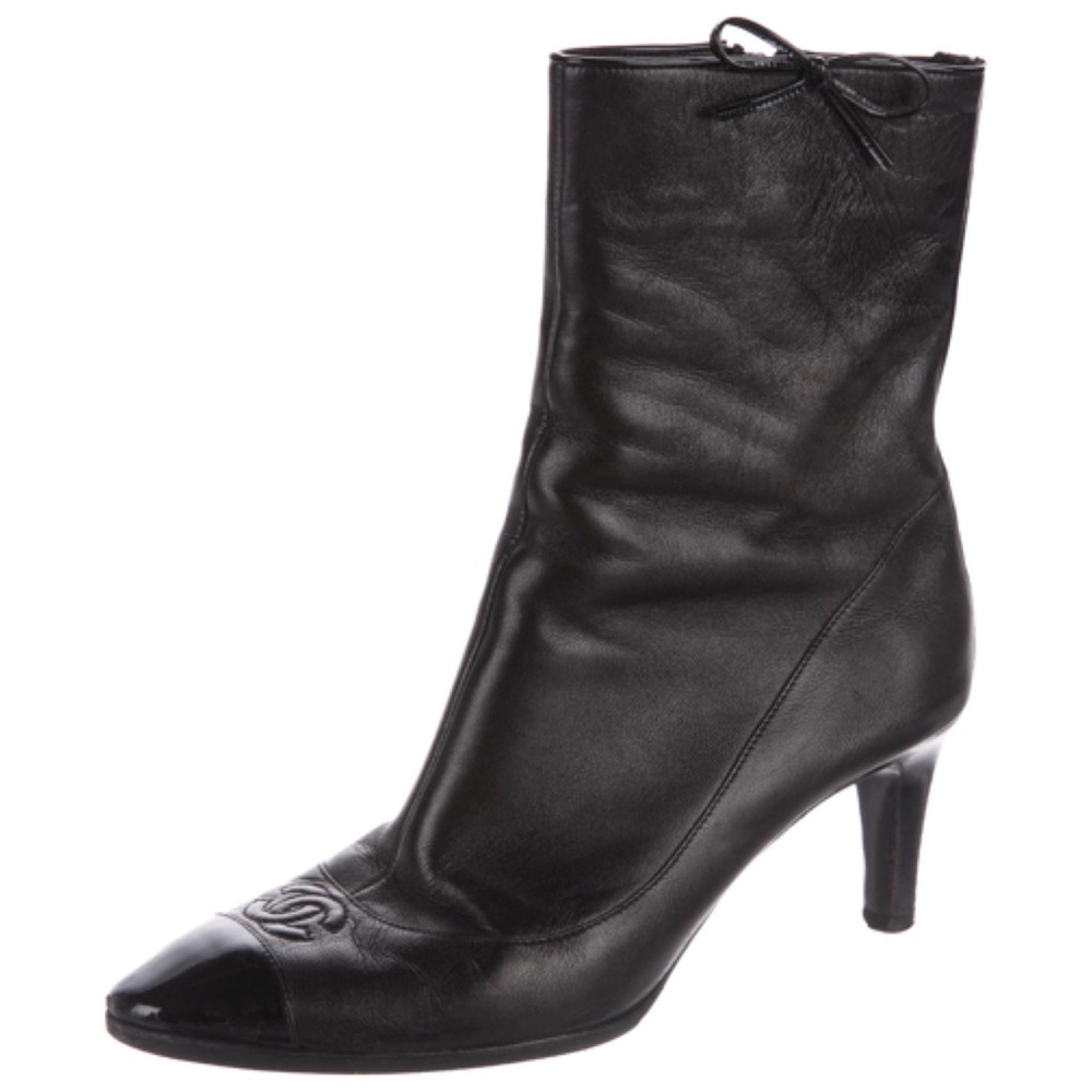 Chanel CC Leather Ankle Boots